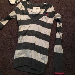 Gray and white striped sweater