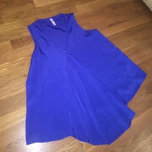 vibrant blue women's v-neck top