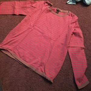 Pink and brownish gray striped sweater