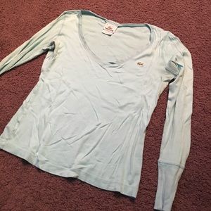 Light blue Lacoste long sleeve v neck