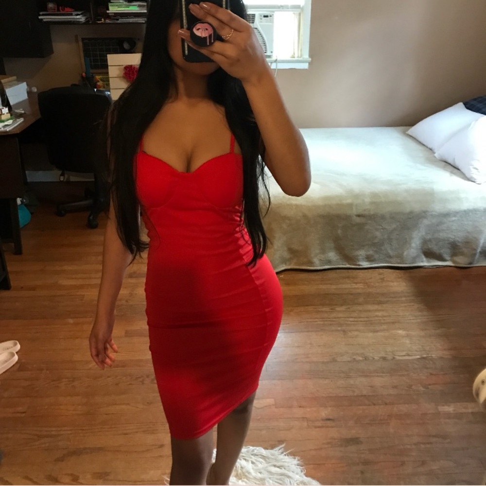 Francesca Red Bustier Mini Dress - Picture 4 of 6