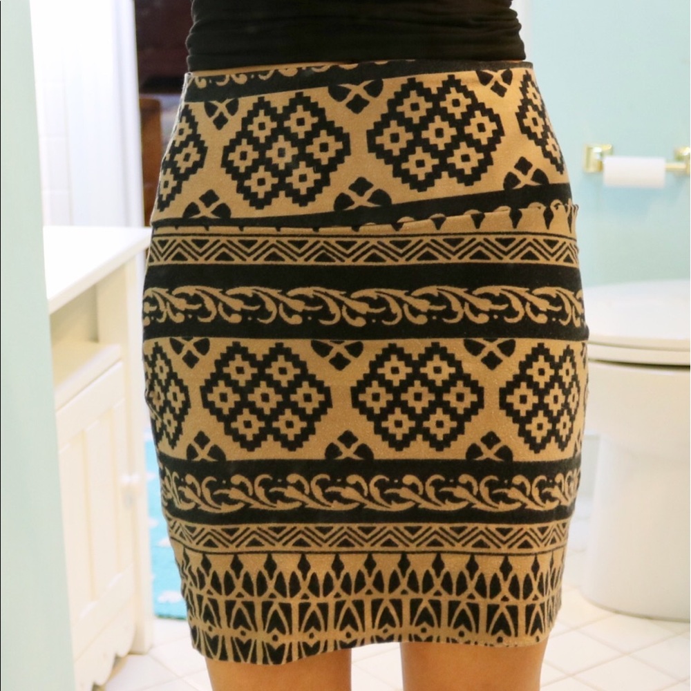 Tight Tan and Black Skirt