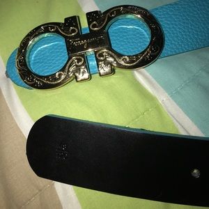 Black and blue ferragamo belt