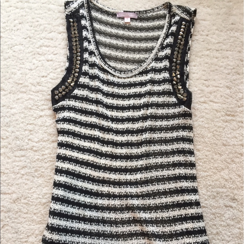 Woven tank top with studs- excellent condition