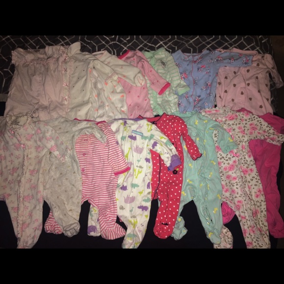 15 assorted baby girl pajamas