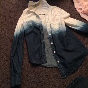 Faded white to Jean dark blue button down
