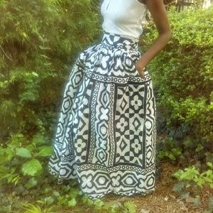Black White Print Skirt