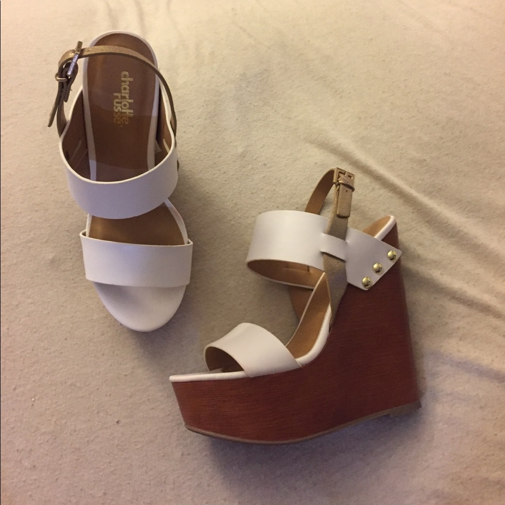 White and gold Charlotte Russe wedges