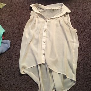 Sleeveless sheer cream blouse