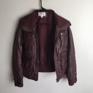 Maroon leather jacket