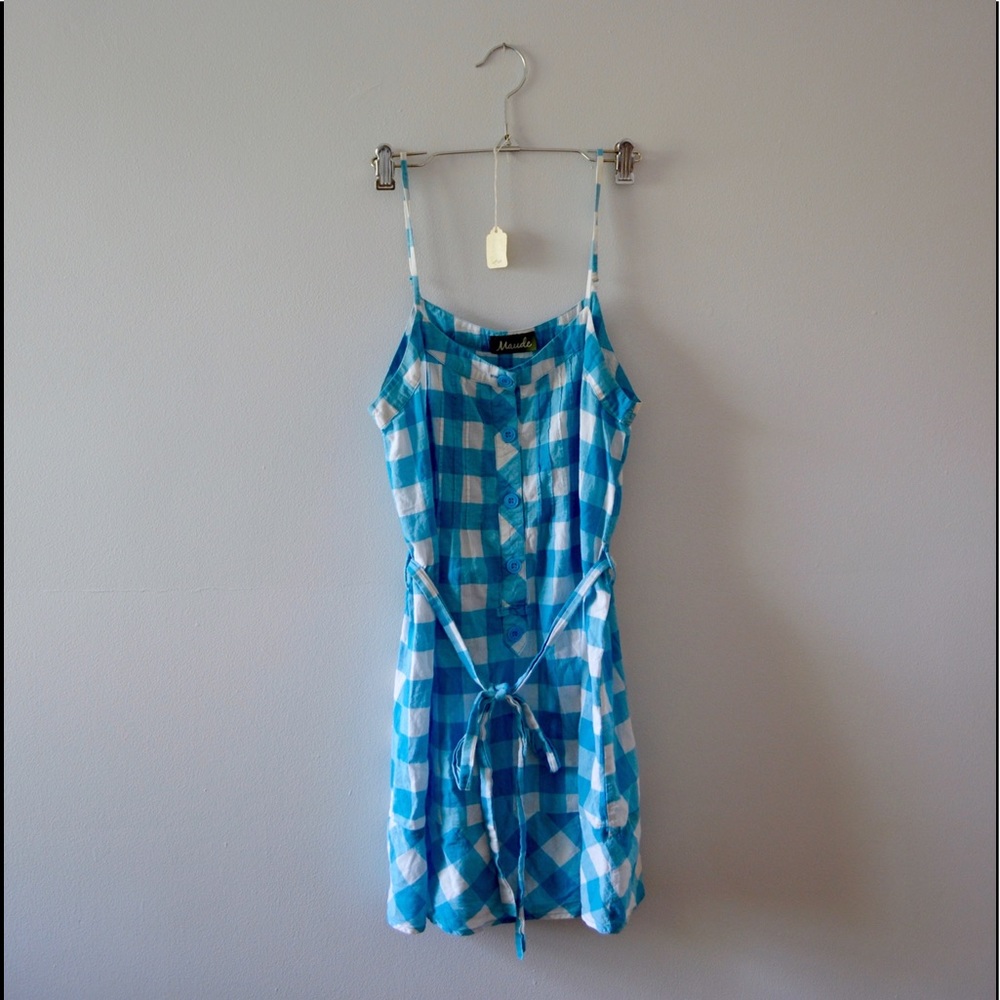 Blue and White Checkered Dress