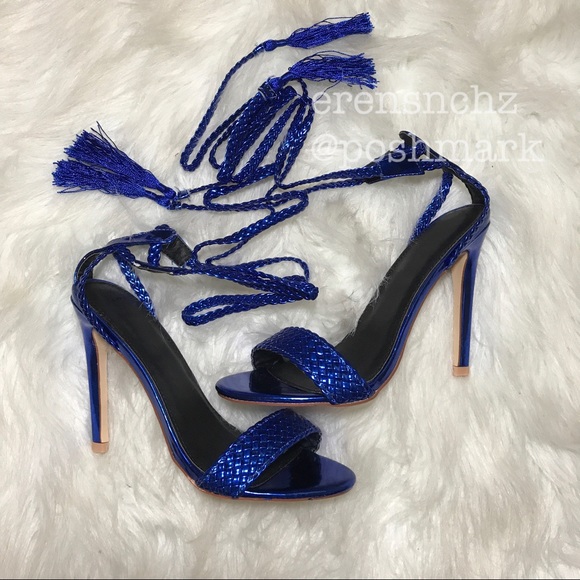 Braided Open Toe Lace-Up Tassel Stiletto Heel 💙✨ - Picture 2 of 5
