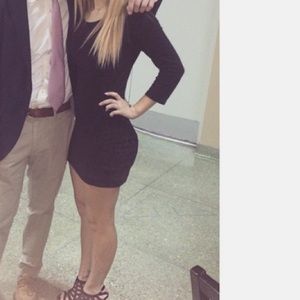 Venus Black Bodycon Dress Quarter Sleeve