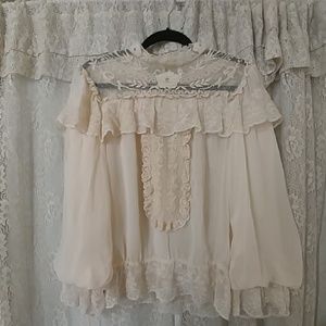 Free People Victorian Ruffle Blouse NWOT