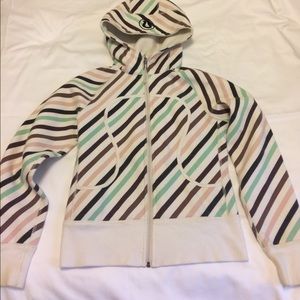 Cream, purple black Lululemon Scuba Hoodie- Size 4