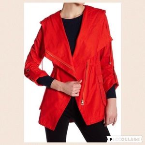 NWT Guess Asymmetrical zip hooded utility jacket