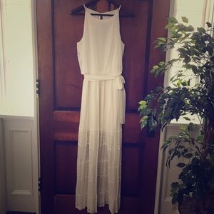 Soft White Lace Bottom Dress