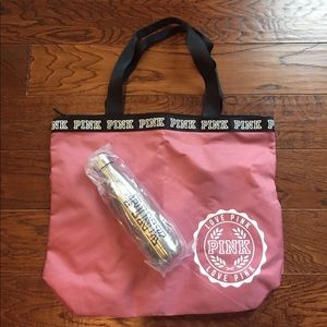 VS Pink Tote with Metal Water Bottle - NEW!!!