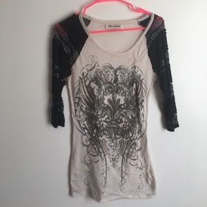 Printed lace quarter sleeve