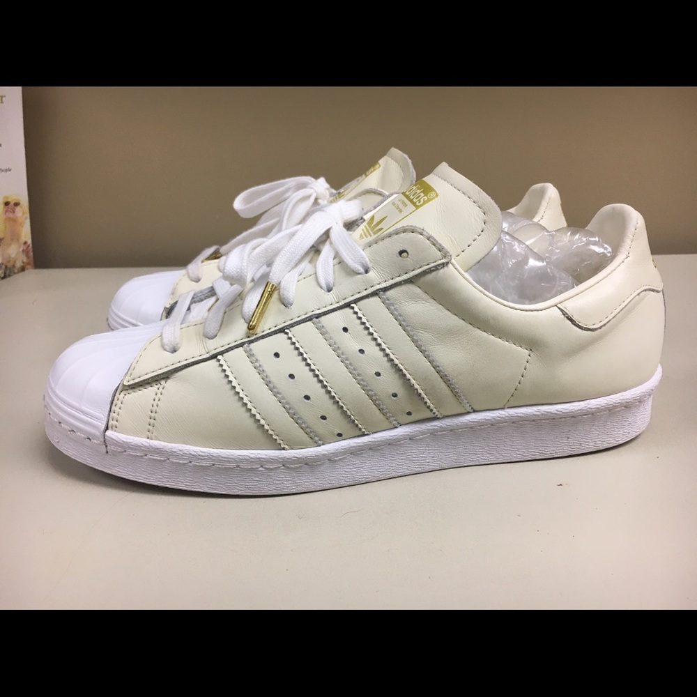 Custom Adidas Superstar Cream/Gold Sneakers