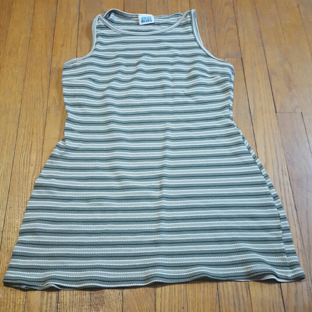 Aqua Blues Olive Green Stripped Top