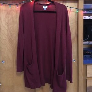 Long Maroon Cardigan with Pockets!!