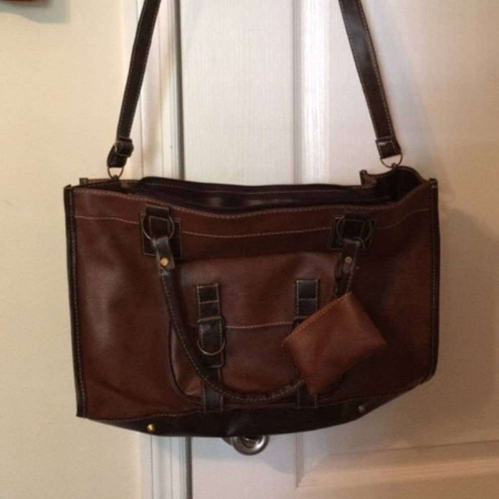 brown leather satchel