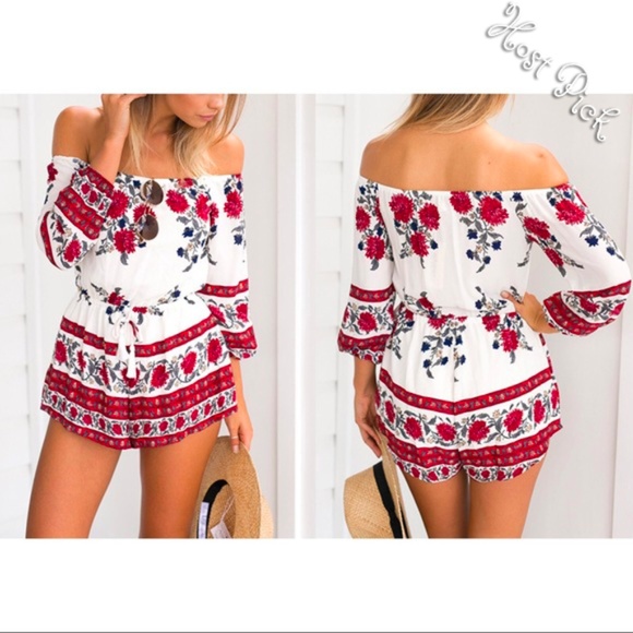 Dresses & Skirts - Last 4! Boho Off The Shoulder Floral Romper