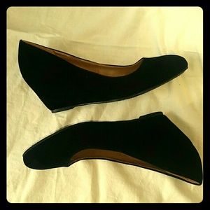 City Classified Black Velvet wedge heels