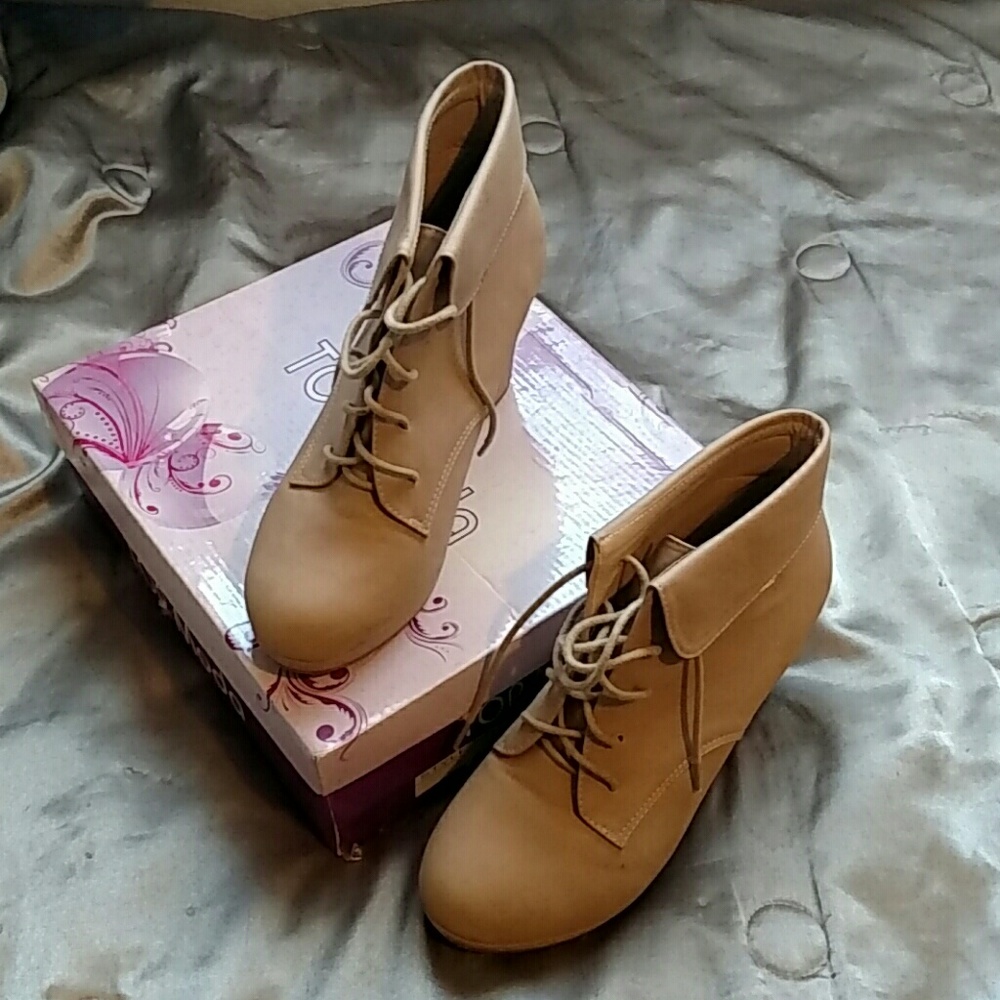 Beige Booties/Wedges