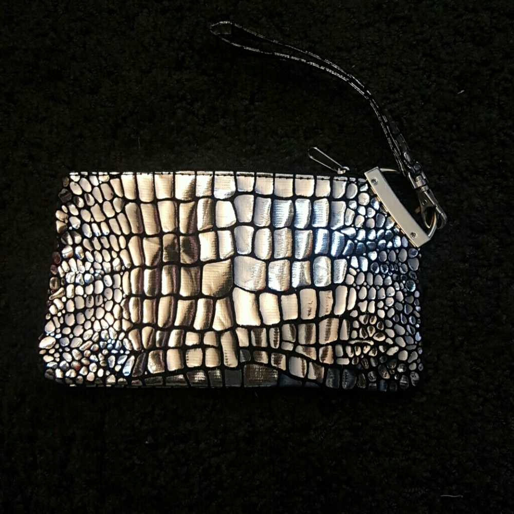 Silver metallic clutch