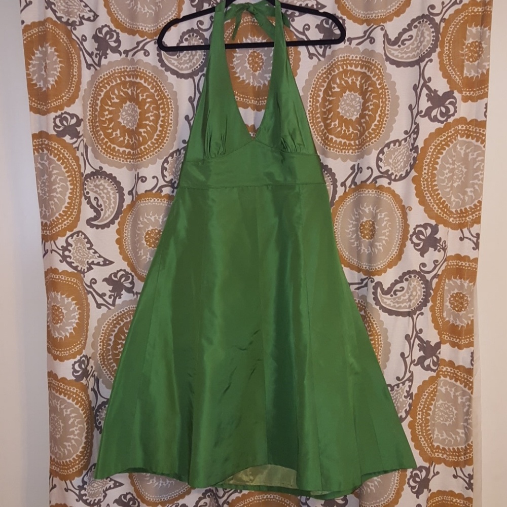 EUC J Crew Grass Green Halter Dress