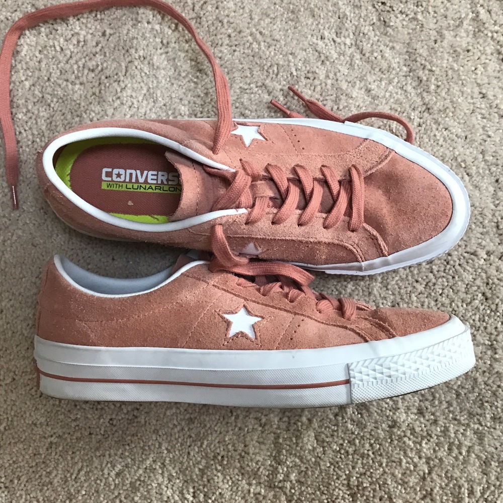 Peach suede converse