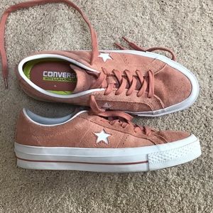 Peach suede converse