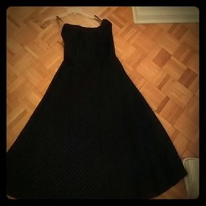 Strapless black and white striped dress