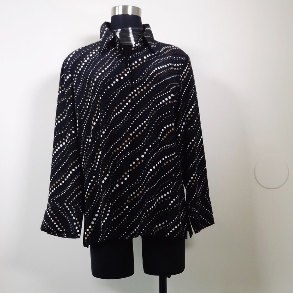 VINTAGE Liz Claiborne dotted silk blouse lack 14