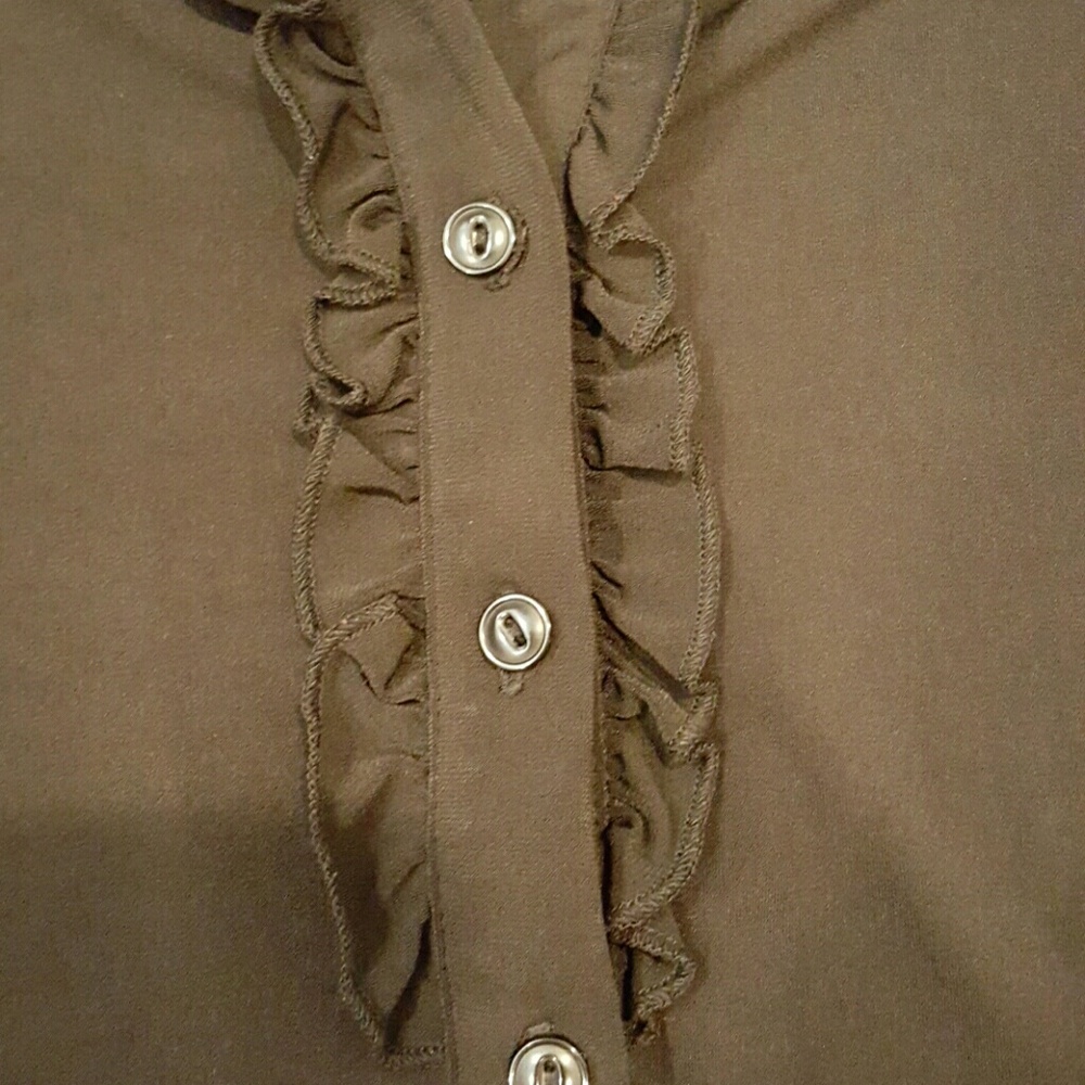 DONATED Ruffled Black Blouse - Picture 3 of 4
