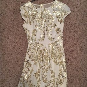 White and glitter gold dress dress