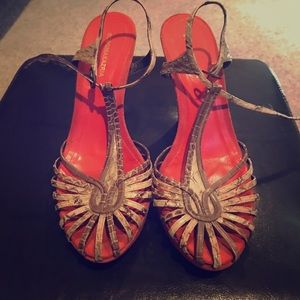 BCBG crocodile skin/leather wedges