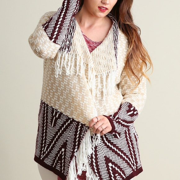 Umgee Plus Size Top Sz 1X Drape Cardigan Western Waterfall Womens Sweater Duster - Picture 1 of 4