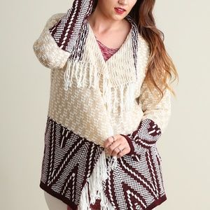 Umgee Plus Size Top Sz 1X Drape Cardigan Western Waterfall Womens Sweater Duster