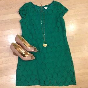 Xhileration Green Lace Shift Dress