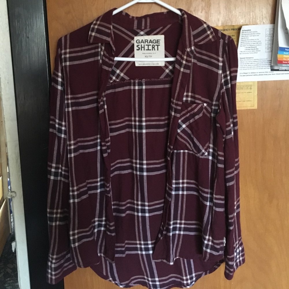 Maroon plaid flannel