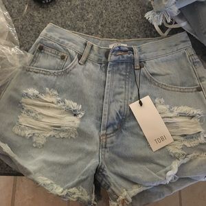Tobi Destroyed Denim Shorts