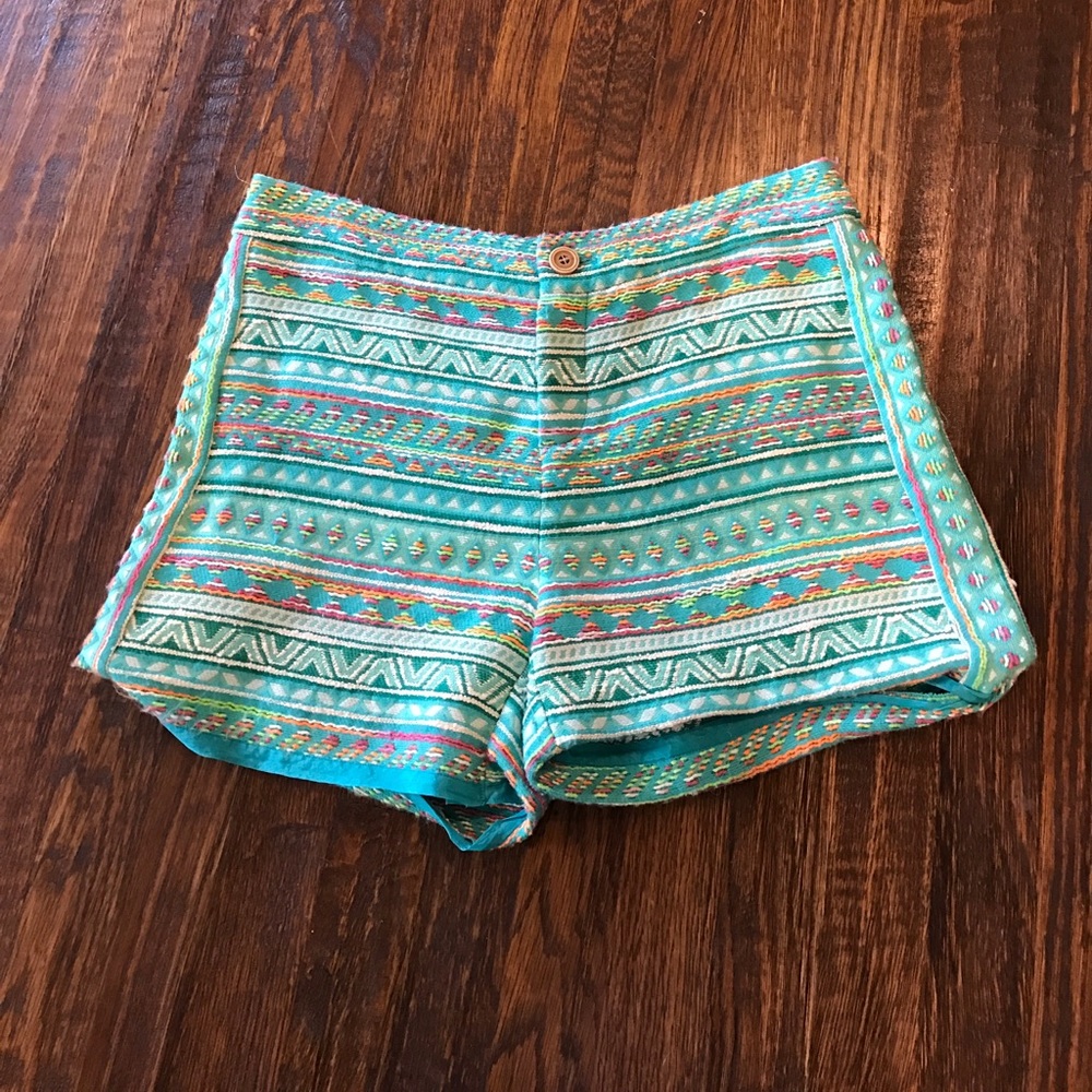 Multi colored embroidered shorts