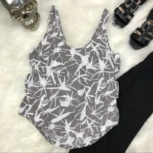 Hurley taupe white palm tree cut out tank
