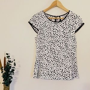 Kensie Dalmatian peplum top