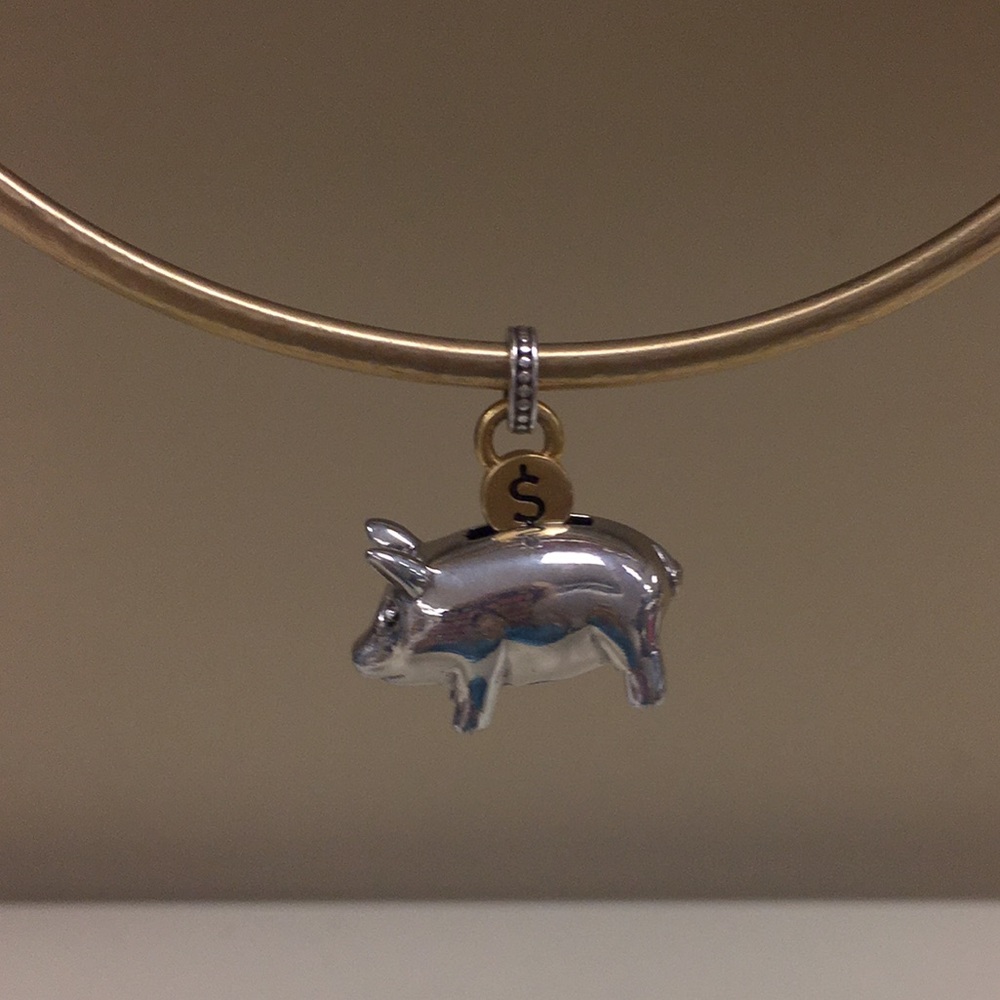 Brighton Piggy Bank Pendant with Gold Necklace