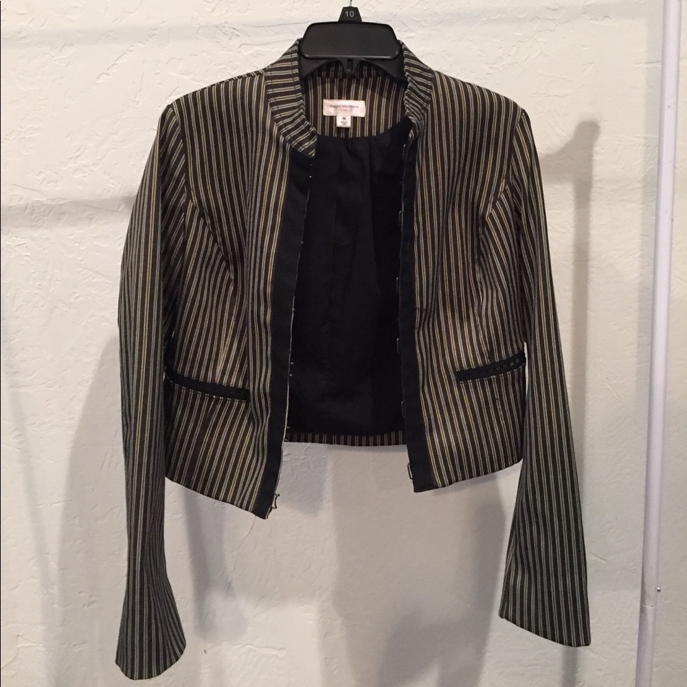 Waist length striped blazer