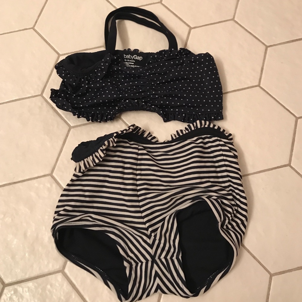 BabyGap high waisted bikini navy & white